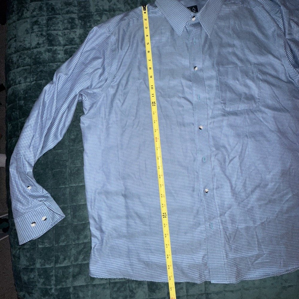 Jos A Bank Men's XXL Blue Checked Long Sleeve Shirt Travelers Collection - Picture 2 of 6